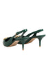 Dolce & Gabbana Dark Green DG Amore Slingbacks Sandals Shoes